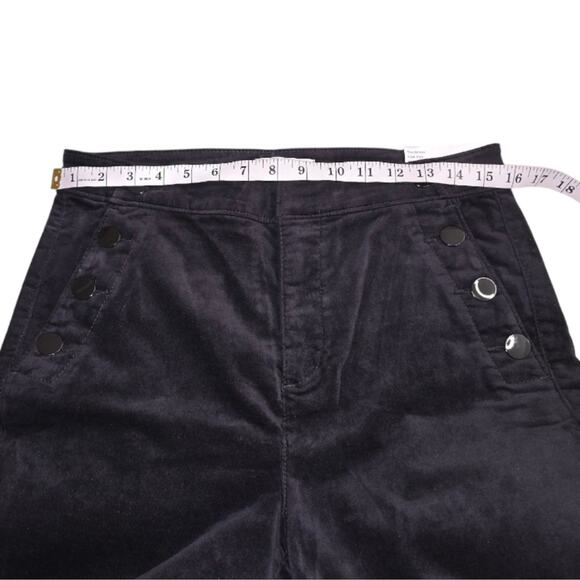 Loft Mariner Nautical Black Velvet High-Waisted Button Detail Pants Size 30 New - Picture 6 of 11